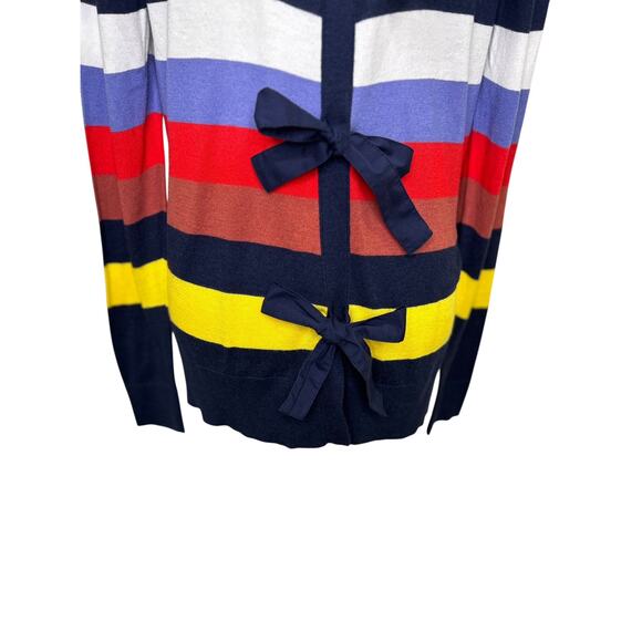 Halogen Blue Striped Bow Back Long Sleeve Pullover Sweater Womens Large - Picture 6 of 8